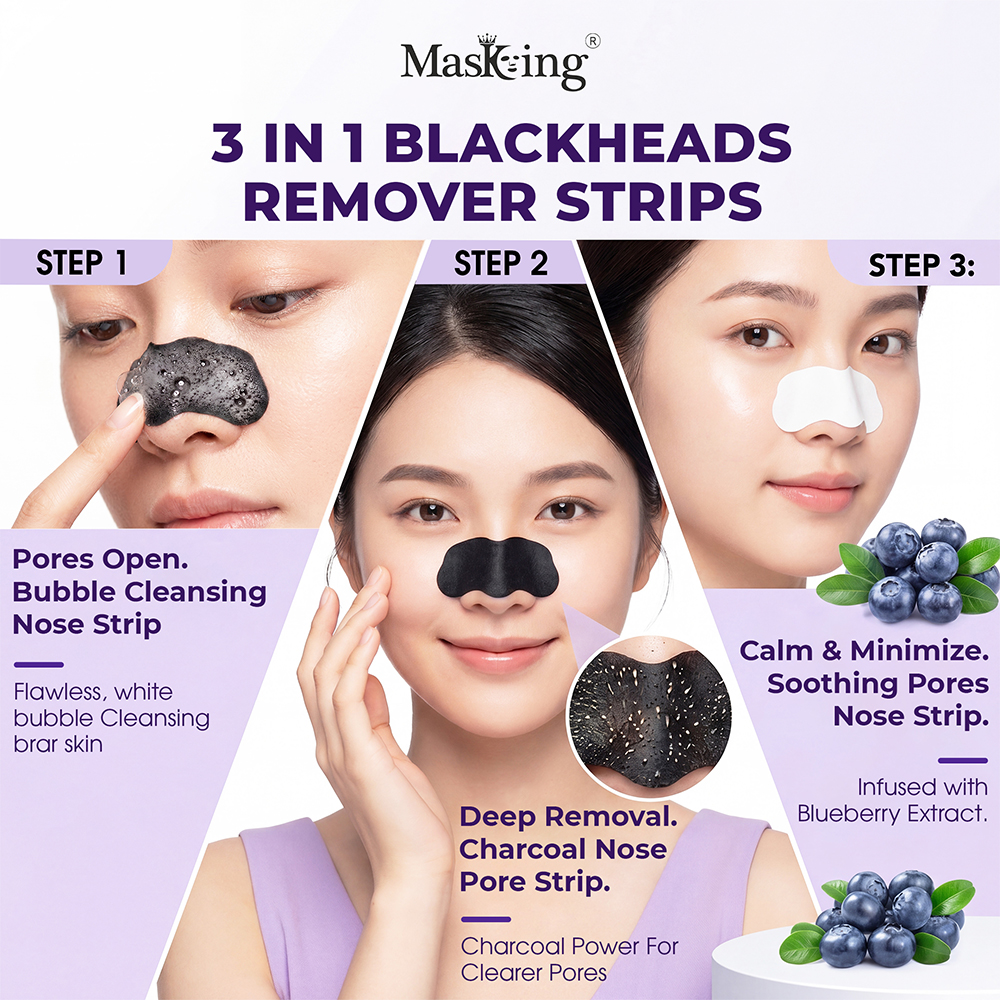 3-in-1 Step Blackheads Remover Nose Strips