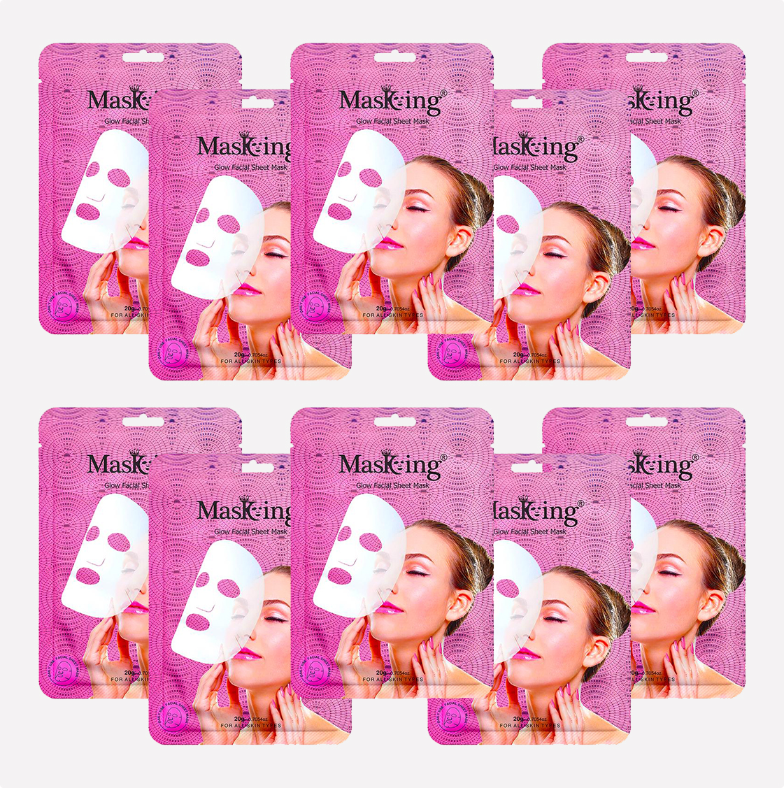 Glow Facial Sheet Mask, pack of 10