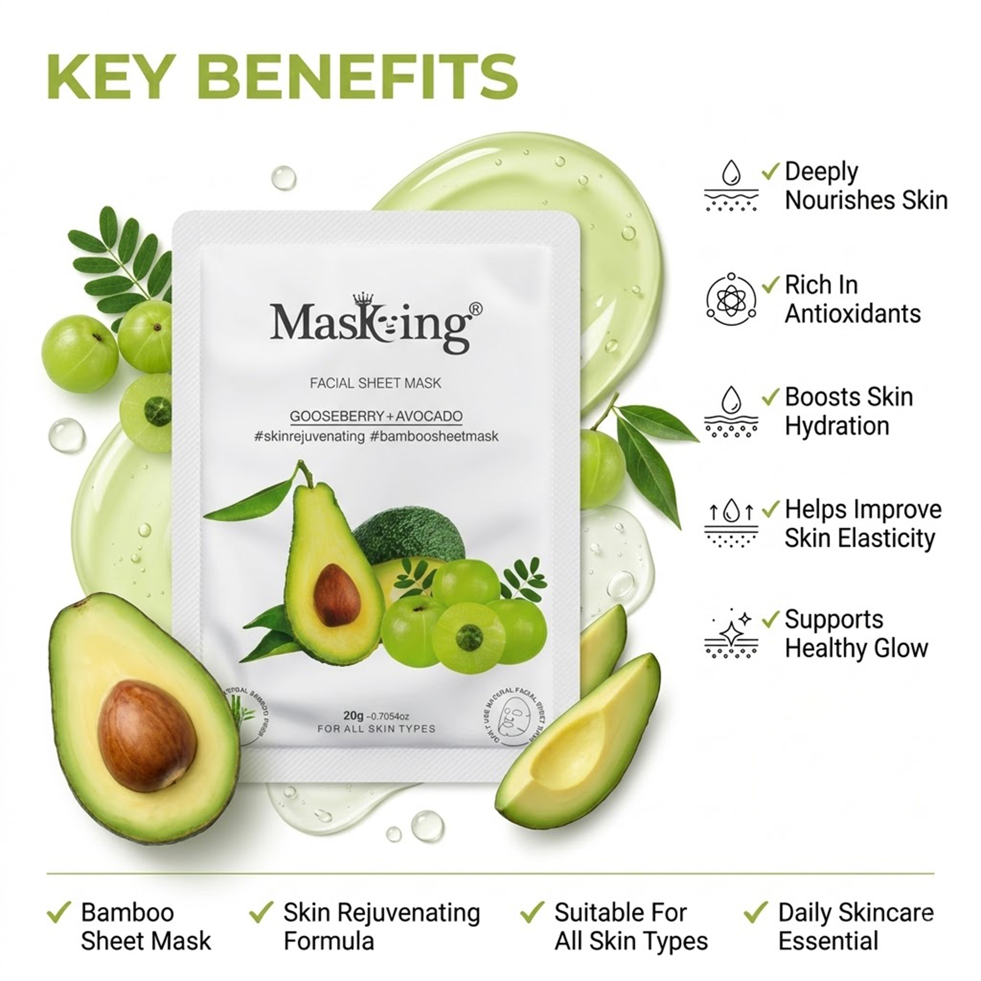 Algae+Pearl Bamboo Facial Sheet Mask - Image 6
