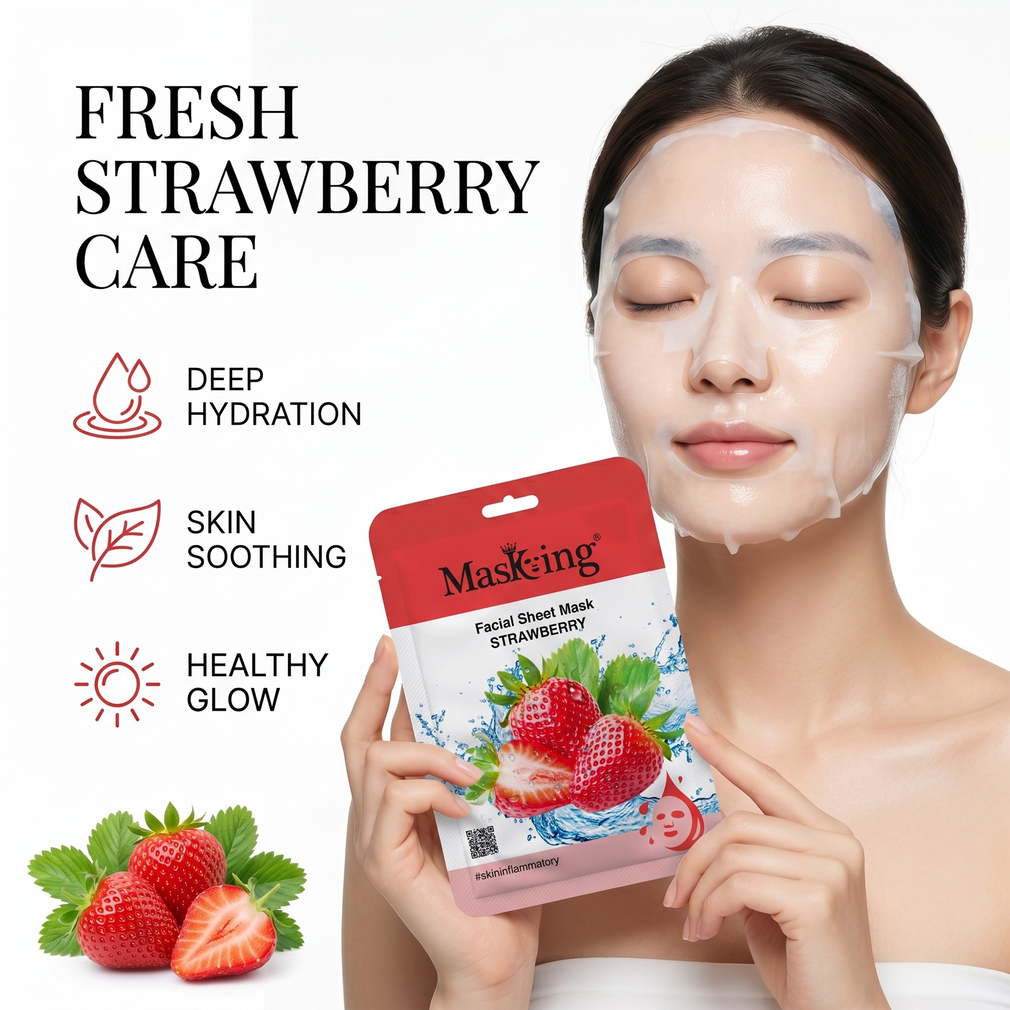 Beauty Strawberry Glow Facial Sheet Mask