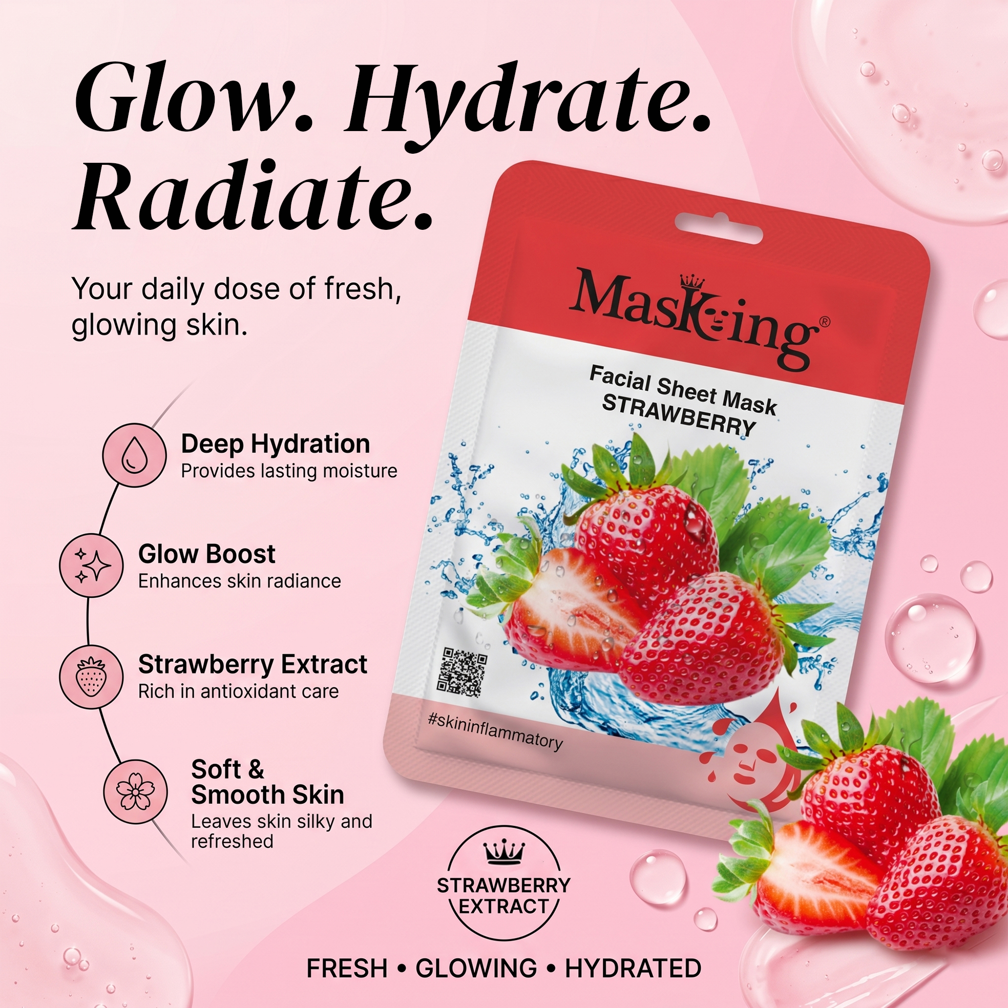 Beauty Strawberry Glow Facial Sheet Mask