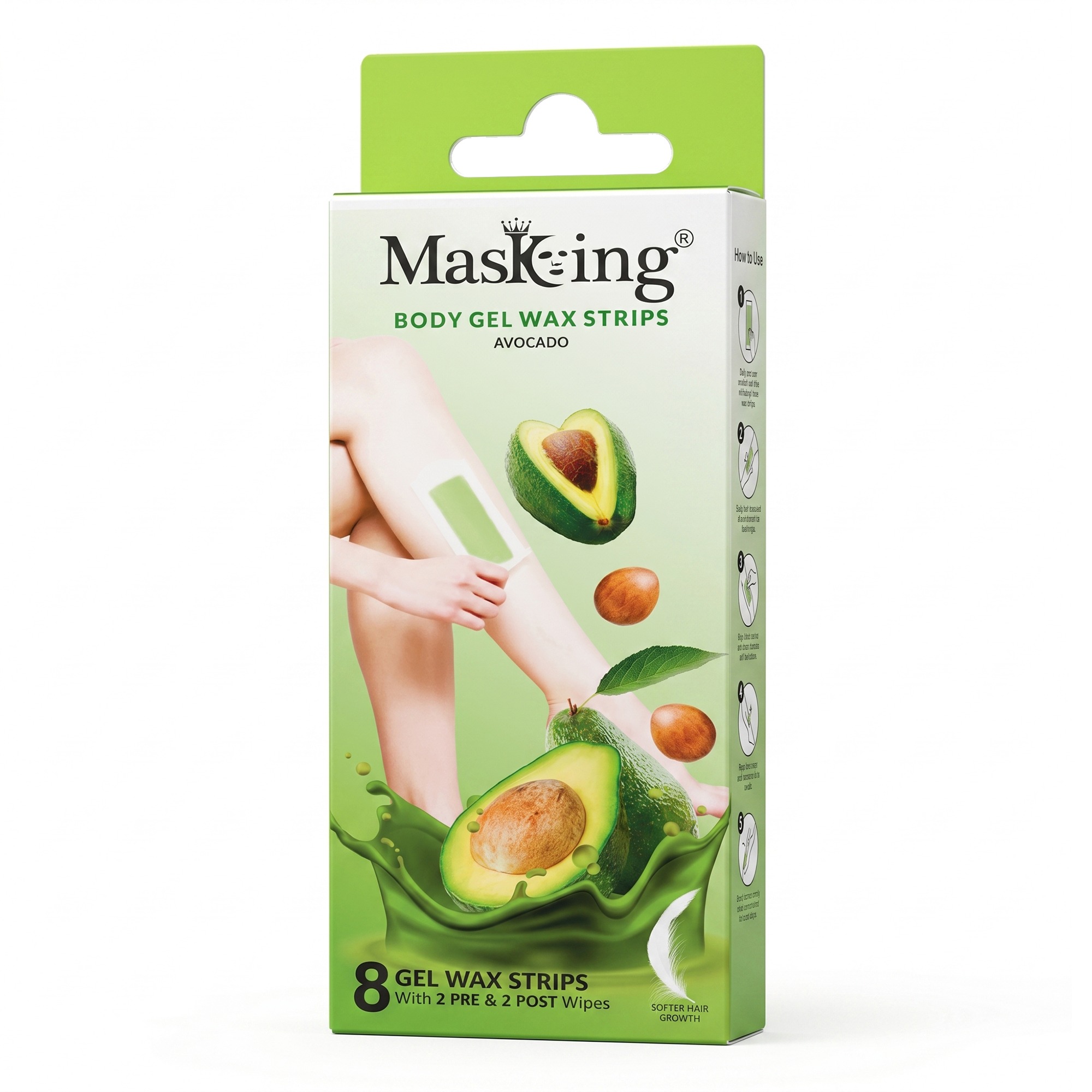 Full Body Gel Waxing Strips with Avocado Extract (8 Strips)