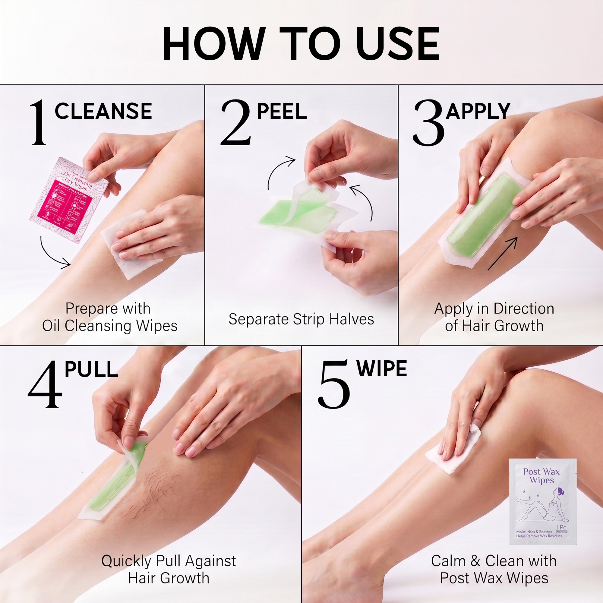 Full Body Gel Waxing Strips with Avocado Extract (8 Strips)