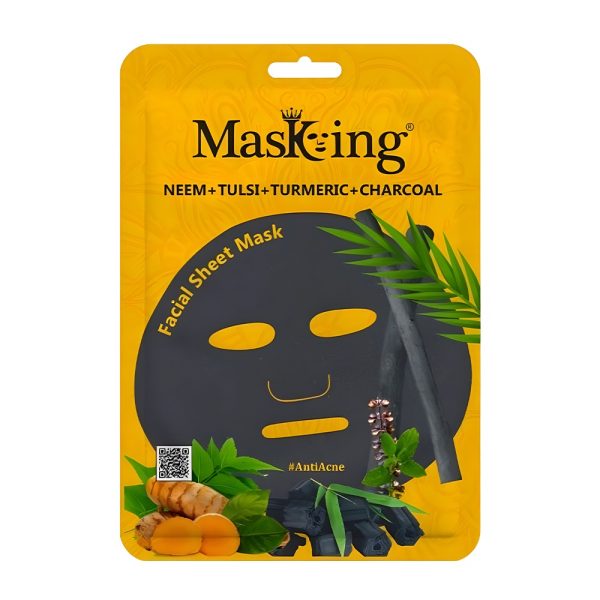 MasKing Neem+Tulsi+Turmeric Charcoal Facial Sheet Mask