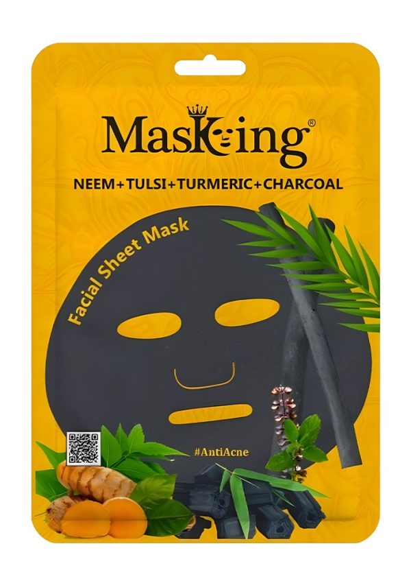 MasKing Neem+Tulsi+Turmeric Charcoal Facial Sheet Mask