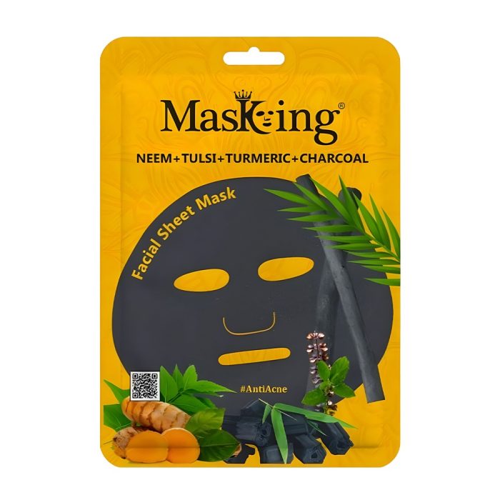 Neem+Tulsi+Turmeric Charcoal Facial Sheet Mask