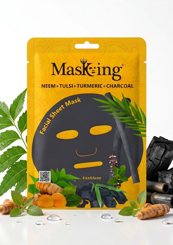 MasKing Neem+Tulsi+Turmeric Charcoal Facial Sheet Mask2
