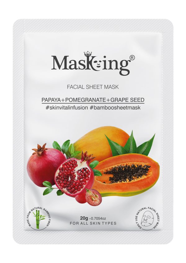 Papaya+Pomegranate+Grapeseed Bamboo Facial Sheet Mask