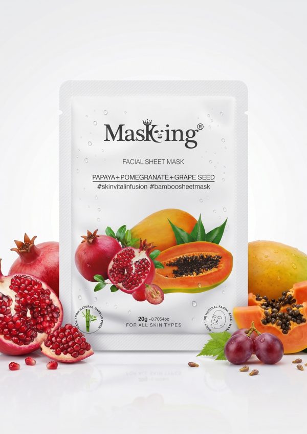 Papaya+Pomegranate+Grapeseed Bamboo Facial Sheet Mask2