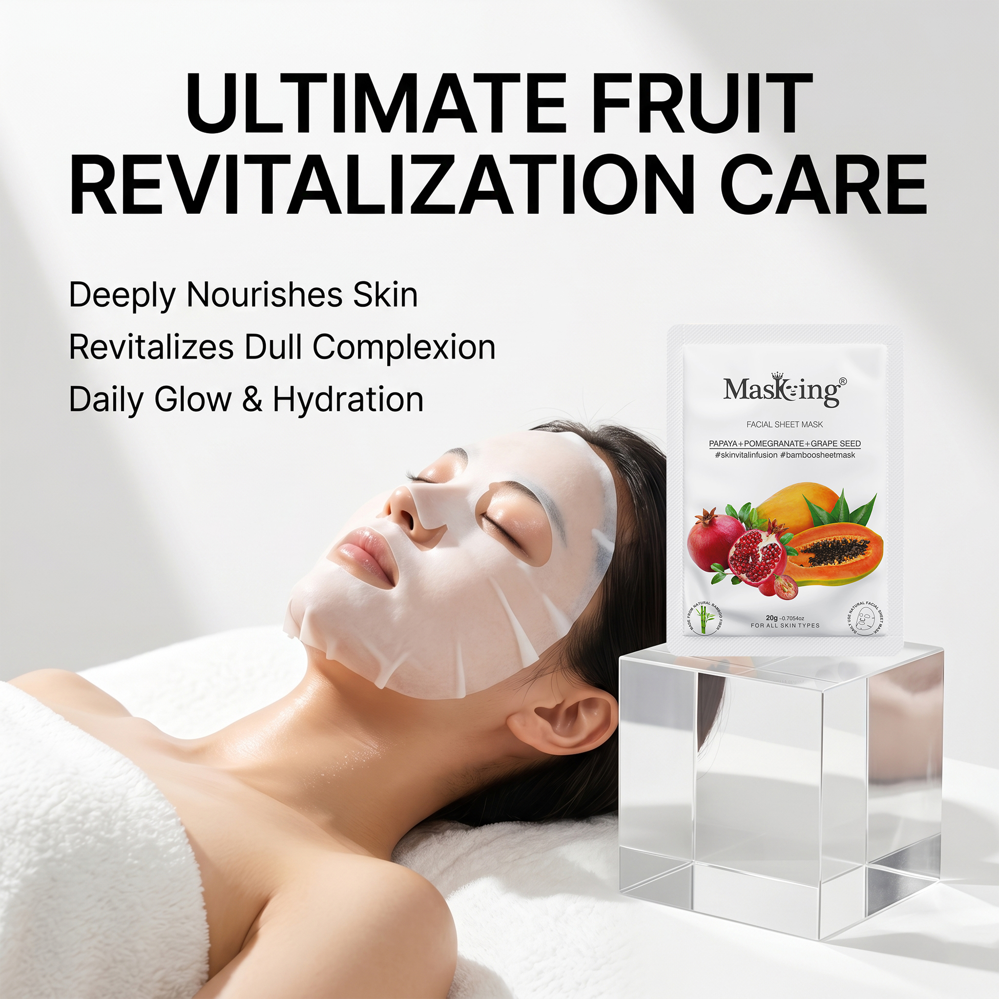 Papaya+Pomegranate+Grapeseed Bamboo Facial Sheet Mask - Image 4
