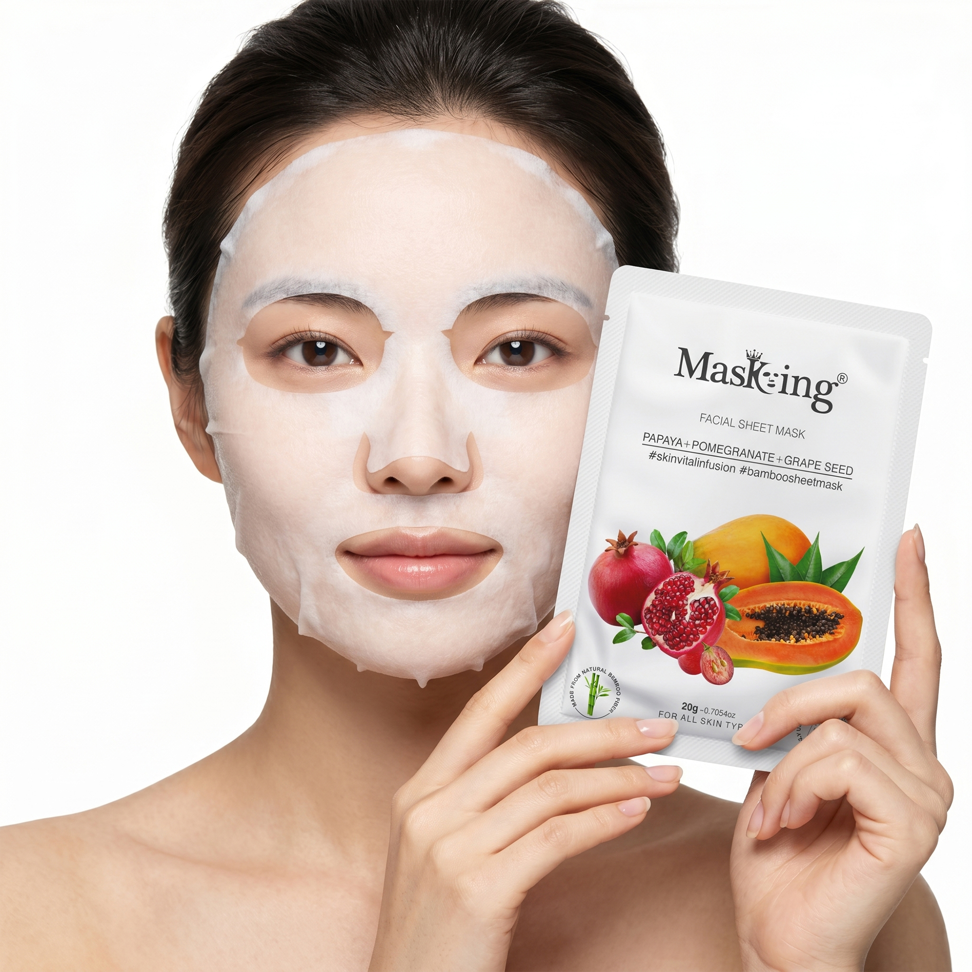 Papaya+Pomegranate+Grapeseed Bamboo Facial Sheet Mask - Image 5