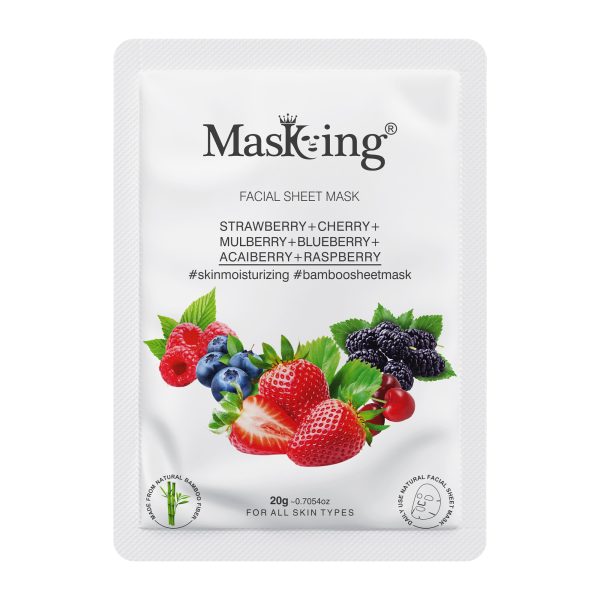 Strawberry+Cherry+Acai Berry+Raspberry Bamboo Facial Sheet Mask