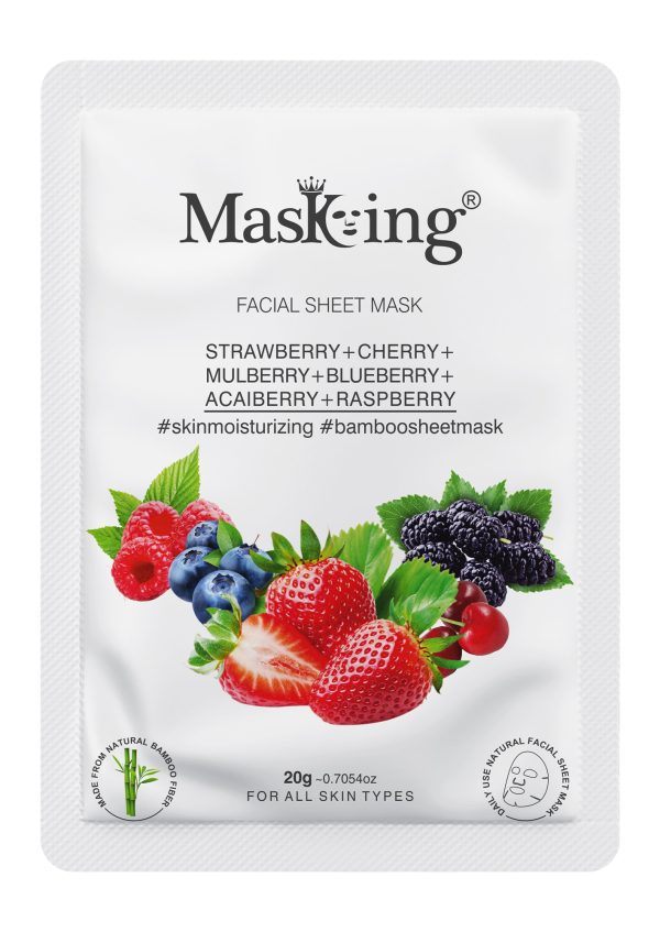 Strawberry+Cherry+Acai Berry+Raspberry Bamboo Facial Sheet Mask