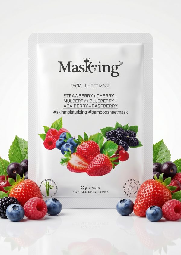 Strawberry+Cherry+Acai Berry+Raspberry Bamboo Facial Sheet Mask2