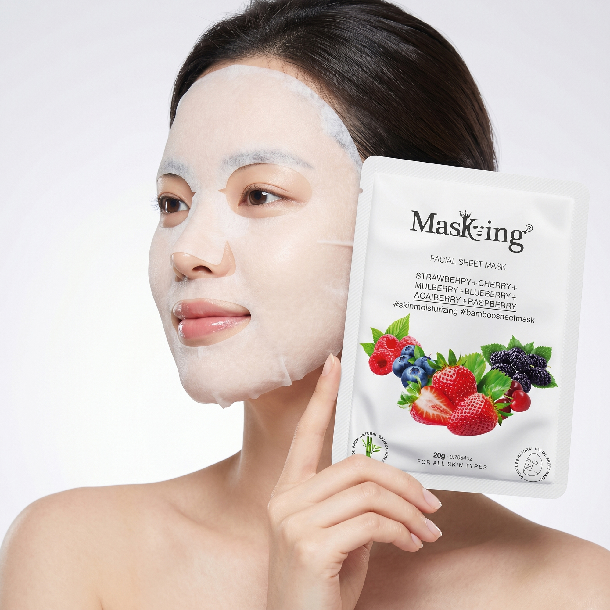 Strawberry+Cherry+Acai Berry+Raspberry Bamboo Facial Sheet Mask - Image 5