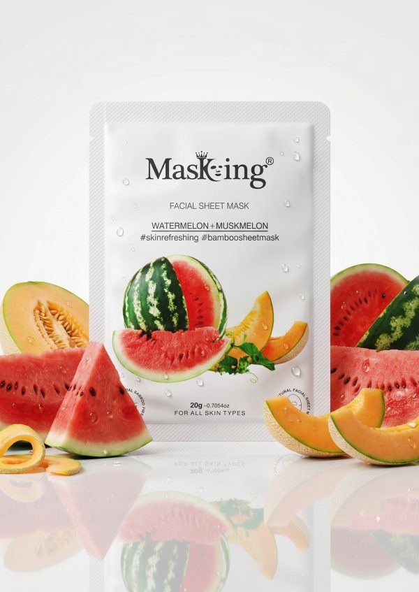 Watermelon+Muskmelon Bamboo Facial Sheet Mask2